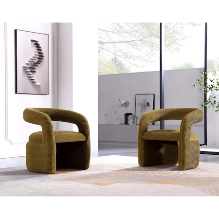 Manhattan Comfort Corvette Dining Chairs in Olive Green, 2PK 2-AC068-OG